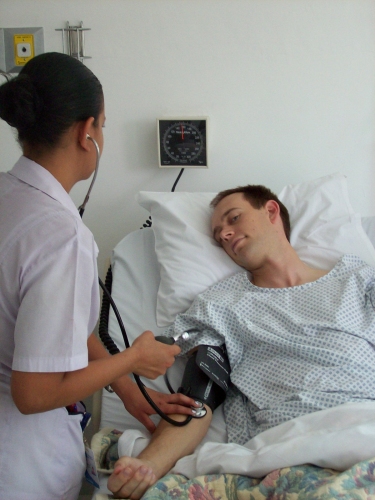 Andrew J. Wharton after surgery in Guadalajara, Jalisco, Mexico