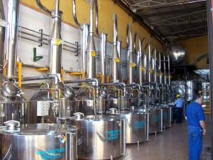 distillation at Casa Herradura, tequila processing plant
