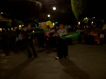 Clown show in downtown Morelia, Michoacan