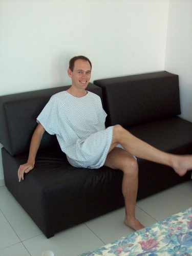 Andrew J. Wharton prepares for surgery in Guadalajara, Jalisco, Mexico